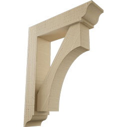 Ekena Millwork - BKTUR0352X14X18WTL01RCPR - Timberthane Faux Wood Westlake Style Bracket w/ Offset Brace, Traditional Ends, 3 1/2"W x 14"D x 18"H, Primed Tan