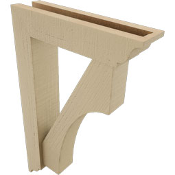 Ekena Millwork - BKTUR0352X14X22WTL01RCPR - Timberthane Faux Wood Westlake Style Bracket w/ Offset Brace, Traditional Ends, 3 1/2"W x 14"D x 22"H, Primed Tan
