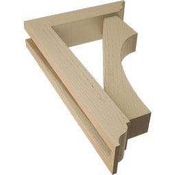 Ekena Millwork - BKTUR0352X14X22WTL01RCPR - Timberthane Faux Wood Westlake Style Bracket w/ Offset Brace, Traditional Ends, 3 1/2"W x 14"D x 22"H, Primed Tan
