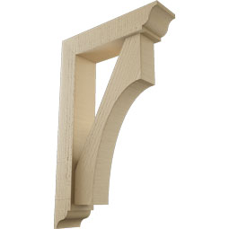 Ekena Millwork - BKTUR0352X14X22WTL01RCPR - Timberthane Faux Wood Westlake Style Bracket w/ Offset Brace, Traditional Ends, 3 1/2"W x 14"D x 22"H, Primed Tan