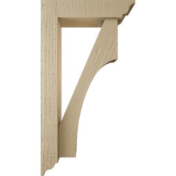 Ekena Millwork - BKTUR0352X14X26WTL01RCPR - Timberthane Faux Wood Westlake Style Bracket w/ Offset Brace, Traditional Ends, 3 1/2"W x 14"D x 26"H, Primed Tan