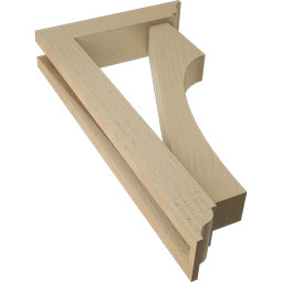 Ekena Millwork - BKTUR0352X14X26WTL01RCPR - Timberthane Faux Wood Westlake Style Bracket w/ Offset Brace, Traditional Ends, 3 1/2"W x 14"D x 26"H, Primed Tan