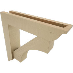 Ekena Millwork - BKTUR0352X16X16WTL01RCPR - Timberthane Faux Wood Westlake Style Bracket w/ Offset Brace, Traditional Ends, 3 1/2"W x 16"D x 16"H, Primed Tan