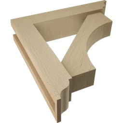 Ekena Millwork - BKTUR0352X16X16WTL01RCPR - Timberthane Faux Wood Westlake Style Bracket w/ Offset Brace, Traditional Ends, 3 1/2"W x 16"D x 16"H, Primed Tan