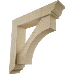 Ekena Millwork - BKTUR0352X16X16WTL01RCPR - Timberthane Faux Wood Westlake Style Bracket w/ Offset Brace, Traditional Ends, 3 1/2"W x 16"D x 16"H, Primed Tan