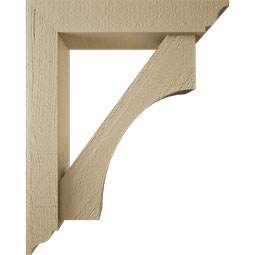 Ekena Millwork - BKTUR0352X16X20WTL01RCPR - Timberthane Faux Wood Westlake Style Bracket w/ Offset Brace, Traditional Ends, 3 1/2"W x 16"D x 20"H, Primed Tan