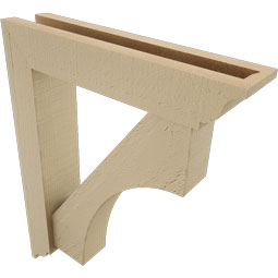 Ekena Millwork - BKTUR0352X16X20WTL01RCPR - Timberthane Faux Wood Westlake Style Bracket w/ Offset Brace, Traditional Ends, 3 1/2"W x 16"D x 20"H, Primed Tan