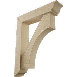 Ekena Millwork - BKTUR0352X16X20WTL01RCPR - Timberthane Faux Wood Westlake Style Bracket w/ Offset Brace, Traditional Ends, 3 1/2"W x 16"D x 20"H, Primed Tan