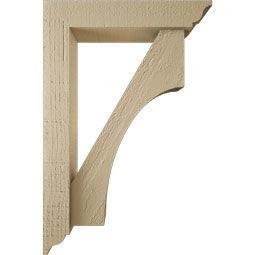 Ekena Millwork - BKTUR0352X16X24WTL01RCPR - Timberthane Faux Wood Westlake Style Bracket w/ Offset Brace, Traditional Ends, 3 1/2"W x 16"D x 24"H, Primed Tan