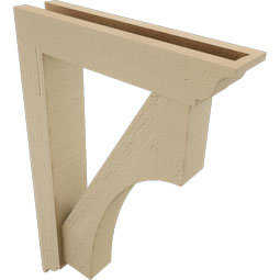 Ekena Millwork - BKTUR0352X16X24WTL01RCPR - Timberthane Faux Wood Westlake Style Bracket w/ Offset Brace, Traditional Ends, 3 1/2"W x 16"D x 24"H, Primed Tan