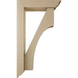 Ekena Millwork - BKTUR0352X16X28WTL01RCPR - Timberthane Faux Wood Westlake Style Bracket w/ Offset Brace, Traditional Ends, 3 1/2"W x 16"D x 28"H, Primed Tan