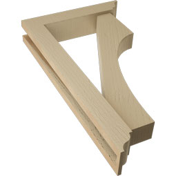Ekena Millwork - BKTUR0352X16X28WTL01RCPR - Timberthane Faux Wood Westlake Style Bracket w/ Offset Brace, Traditional Ends, 3 1/2"W x 16"D x 28"H, Primed Tan