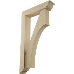 Ekena Millwork - BKTUR0352X16X28WTL01RCPR - Timberthane Faux Wood Westlake Style Bracket w/ Offset Brace, Traditional Ends, 3 1/2"W x 16"D x 28"H, Primed Tan