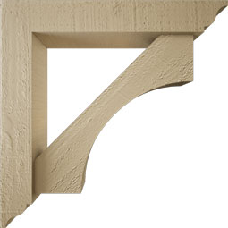 Ekena Millwork - BKTUR0352X18X18WTL01RCPR - Timberthane Faux Wood Westlake Style Bracket w/ Offset Brace, Traditional Ends, 3 1/2"W x 18"D x 18"H, Primed Tan