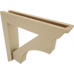 Ekena Millwork - BKTUR0352X18X18WTL01RCPR - Timberthane Faux Wood Westlake Style Bracket w/ Offset Brace, Traditional Ends, 3 1/2"W x 18"D x 18"H, Primed Tan