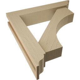Ekena Millwork - BKTUR0352X18X18WTL01RCPR - Timberthane Faux Wood Westlake Style Bracket w/ Offset Brace, Traditional Ends, 3 1/2"W x 18"D x 18"H, Primed Tan