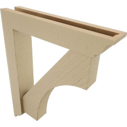 Ekena Millwork - BKTUR0352X18X22WTL01RCPR - Timberthane Faux Wood Westlake Style Bracket w/ Offset Brace, Traditional Ends, 3 1/2"W x 18"D x 22"H, Primed Tan