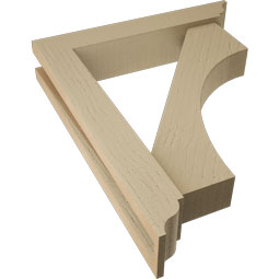 Ekena Millwork - BKTUR0352X18X22WTL01RCPR - Timberthane Faux Wood Westlake Style Bracket w/ Offset Brace, Traditional Ends, 3 1/2"W x 18"D x 22"H, Primed Tan