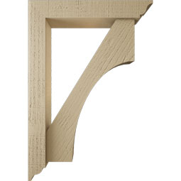 Ekena Millwork - BKTUR0352X18X26WTL01RCPR - Timberthane Faux Wood Westlake Style Bracket w/ Offset Brace, Traditional Ends, 3 1/2"W x 18"D x 26"H, Primed Tan