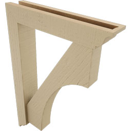 Ekena Millwork - BKTUR0352X18X26WTL01RCPR - Timberthane Faux Wood Westlake Style Bracket w/ Offset Brace, Traditional Ends, 3 1/2"W x 18"D x 26"H, Primed Tan