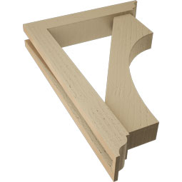 Ekena Millwork - BKTUR0352X18X26WTL01RCPR - Timberthane Faux Wood Westlake Style Bracket w/ Offset Brace, Traditional Ends, 3 1/2"W x 18"D x 26"H, Primed Tan