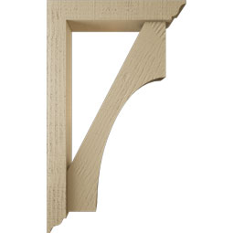 Ekena Millwork - BKTUR0352X18X30WTL01RCPR - Timberthane Faux Wood Westlake Style Bracket w/ Offset Brace, Traditional Ends, 3 1/2"W x 18"D x 30"H, Primed Tan