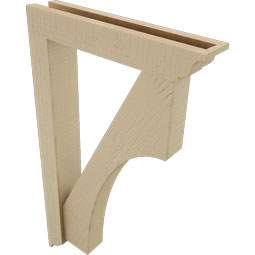 Ekena Millwork - BKTUR0352X18X30WTL01RCPR - Timberthane Faux Wood Westlake Style Bracket w/ Offset Brace, Traditional Ends, 3 1/2"W x 18"D x 30"H, Primed Tan