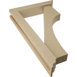 Ekena Millwork - BKTUR0352X18X30WTL01RCPR - Timberthane Faux Wood Westlake Style Bracket w/ Offset Brace, Traditional Ends, 3 1/2"W x 18"D x 30"H, Primed Tan