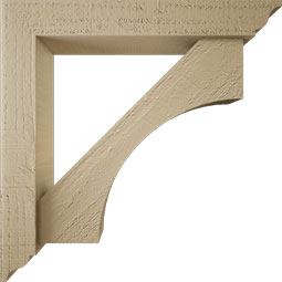 Ekena Millwork - BKTUR0352X20X20WTL01RCPR - Timberthane Faux Wood Westlake Style Bracket w/ Offset Brace, Traditional Ends, 3 1/2"W x 20"D x 20"H, Primed Tan