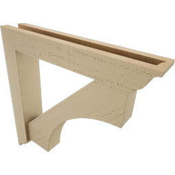 Ekena Millwork - BKTUR0352X20X20WTL01RCPR - Timberthane Faux Wood Westlake Style Bracket w/ Offset Brace, Traditional Ends, 3 1/2"W x 20"D x 20"H, Primed Tan