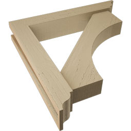 Ekena Millwork - BKTUR0352X20X20WTL01RCPR - Timberthane Faux Wood Westlake Style Bracket w/ Offset Brace, Traditional Ends, 3 1/2"W x 20"D x 20"H, Primed Tan