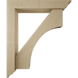 Ekena Millwork - BKTUR0352X20X24WTL01RCPR - Timberthane Faux Wood Westlake Style Bracket w/ Offset Brace, Traditional Ends, 3 1/2"W x 20"D x 24"H, Primed Tan