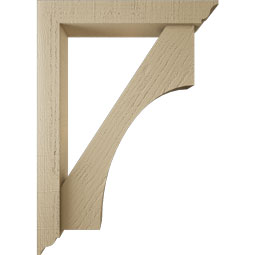 Ekena Millwork - BKTUR0352X20X28WTL01RCPR - Timberthane Faux Wood Westlake Style Bracket w/ Offset Brace, Traditional Ends, 3 1/2"W x 20"D x 28"H, Primed Tan
