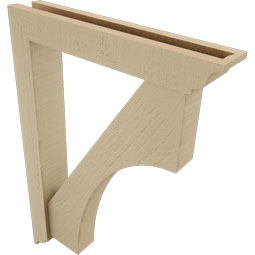 Ekena Millwork - BKTUR0352X20X28WTL01RCPR - Timberthane Faux Wood Westlake Style Bracket w/ Offset Brace, Traditional Ends, 3 1/2"W x 20"D x 28"H, Primed Tan