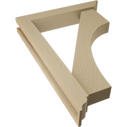 Ekena Millwork - BKTUR0352X20X28WTL01RCPR - Timberthane Faux Wood Westlake Style Bracket w/ Offset Brace, Traditional Ends, 3 1/2"W x 20"D x 28"H, Primed Tan