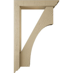 Ekena Millwork - BKTUR0352X20X32WTL01RCPR - Timberthane Faux Wood Westlake Style Bracket w/ Offset Brace, Traditional Ends, 3 1/2"W x 20"D x 32"H, Primed Tan
