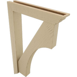Ekena Millwork - BKTUR0352X20X32WTL01RCPR - Timberthane Faux Wood Westlake Style Bracket w/ Offset Brace, Traditional Ends, 3 1/2"W x 20"D x 32"H, Primed Tan