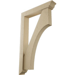 Ekena Millwork - BKTUR0352X20X32WTL01RCPR - Timberthane Faux Wood Westlake Style Bracket w/ Offset Brace, Traditional Ends, 3 1/2"W x 20"D x 32"H, Primed Tan