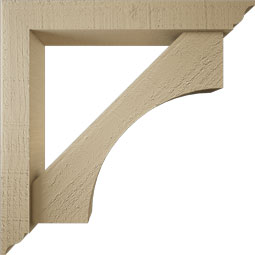 Ekena Millwork - BKTUR0352X22X22WTL01RCPR - Timberthane Faux Wood Westlake Style Bracket w/ Offset Brace, Traditional Ends, 3 1/2"W x 22"D x 22"H, Primed Tan
