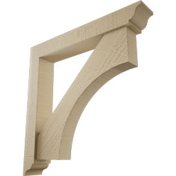 Ekena Millwork - BKTUR0352X22X22WTL01RCPR - Timberthane Faux Wood Westlake Style Bracket w/ Offset Brace, Traditional Ends, 3 1/2"W x 22"D x 22"H, Primed Tan