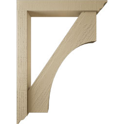 Ekena Millwork - BKTUR0352X22X30WTL01RCPR - Timberthane Faux Wood Westlake Style Bracket w/ Offset Brace, Traditional Ends, 3 1/2"W x 22"D x 30"H, Primed Tan