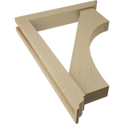 Ekena Millwork - BKTUR0352X22X30WTL01RCPR - Timberthane Faux Wood Westlake Style Bracket w/ Offset Brace, Traditional Ends, 3 1/2"W x 22"D x 30"H, Primed Tan