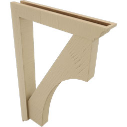 Ekena Millwork - BKTUR0352X22X34WTL01RCPR - Timberthane Faux Wood Westlake Style Bracket w/ Offset Brace, Traditional Ends, 3 1/2"W x 22"D x 34"H, Primed Tan