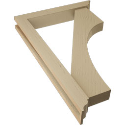 Ekena Millwork - BKTUR0352X22X34WTL01RCPR - Timberthane Faux Wood Westlake Style Bracket w/ Offset Brace, Traditional Ends, 3 1/2"W x 22"D x 34"H, Primed Tan