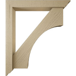 Ekena Millwork - BKTUR0352X24X28WTL01RCPR - Timberthane Faux Wood Westlake Style Bracket w/ Offset Brace, Traditional Ends, 3 1/2"W x 24"D x 28"H, Primed Tan