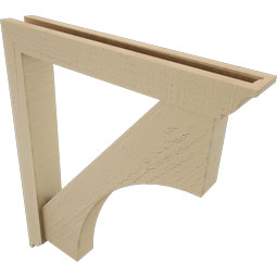 Ekena Millwork - BKTUR0352X24X28WTL01RCPR - Timberthane Faux Wood Westlake Style Bracket w/ Offset Brace, Traditional Ends, 3 1/2"W x 24"D x 28"H, Primed Tan