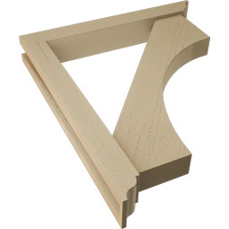 Ekena Millwork - BKTUR0352X24X28WTL01RCPR - Timberthane Faux Wood Westlake Style Bracket w/ Offset Brace, Traditional Ends, 3 1/2"W x 24"D x 28"H, Primed Tan