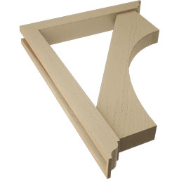 Ekena Millwork - BKTUR0352X24X32WTL01RCPR - Timberthane Faux Wood Westlake Style Bracket w/ Offset Brace, Traditional Ends, 3 1/2"W x 24"D x 32"H, Primed Tan