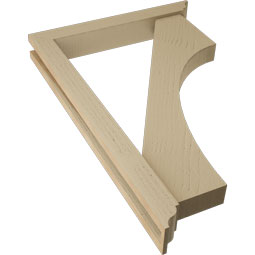 Ekena Millwork - BKTUR0352X24X36WTL01RCPR - Timberthane Faux Wood Westlake Style Bracket w/ Offset Brace, Traditional Ends, 3 1/2"W x 24"D x 36"H, Primed Tan