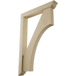 Ekena Millwork - BKTUR0352X24X36WTL01RCPR - Timberthane Faux Wood Westlake Style Bracket w/ Offset Brace, Traditional Ends, 3 1/2"W x 24"D x 36"H, Primed Tan
